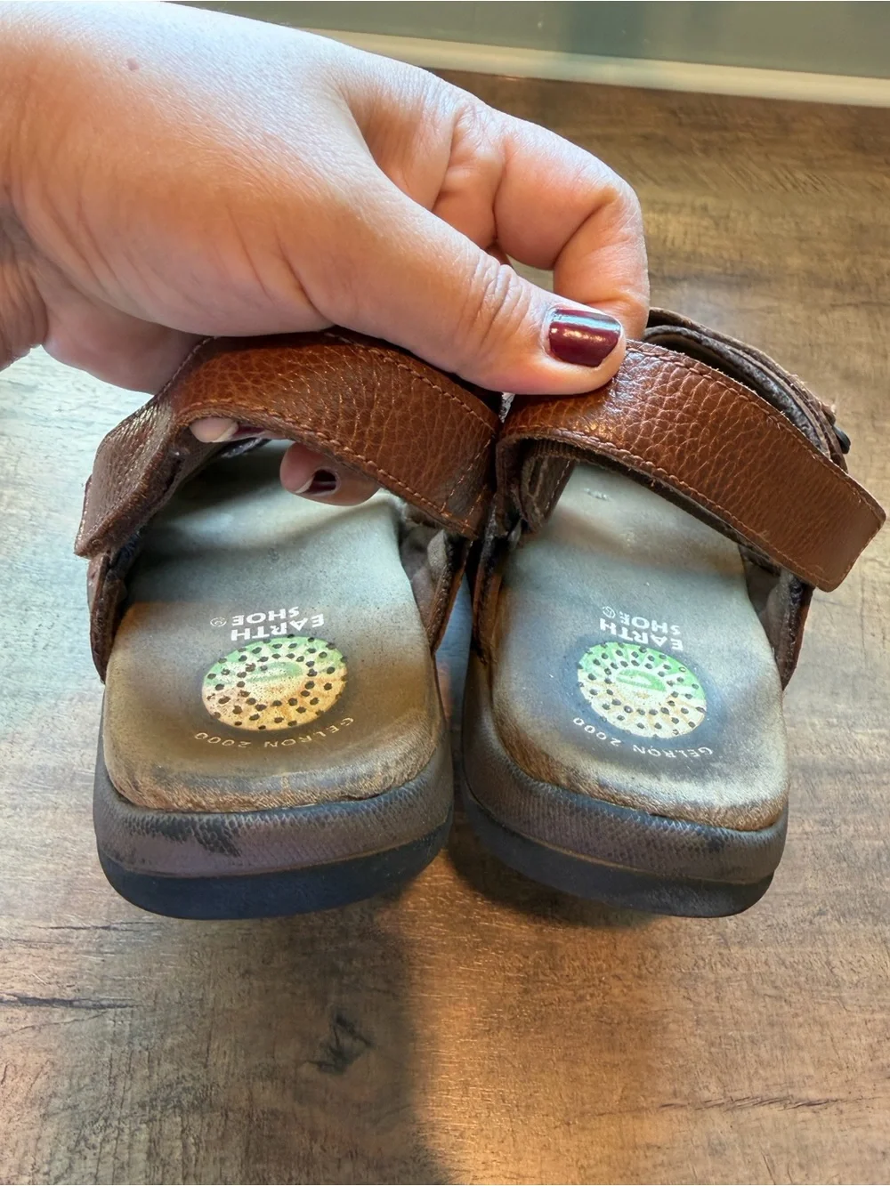 Earth Shoes Gelron 2000 Men's Sandals Brown Leather Hook & Loop US 8